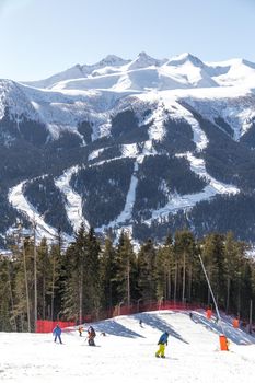 Skiing high up in the mountains