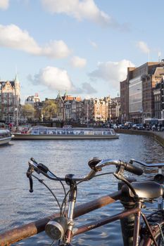 Bike locked for parking in european city