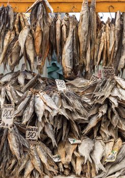 Dry fish selling on a local market