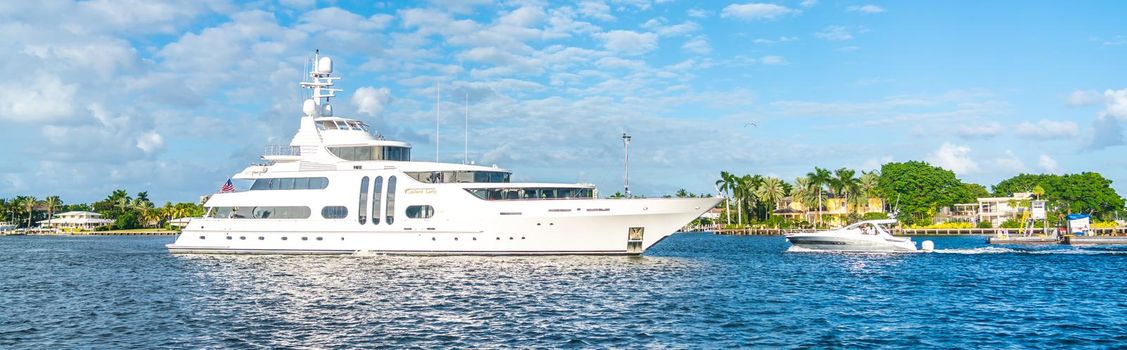 Fort Lauderdale, Florida, USA - September 20, 2019: Galant lady Luxury yacht sailing in Fort Lauderdale Florida