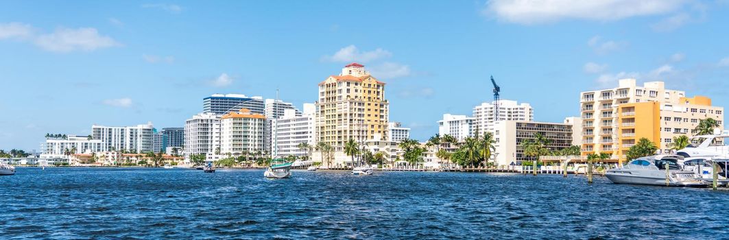 FORT LAUDERDALE, FLORIDA - September 20, 2019: Panorama of skyline of Fort Lauderdale
