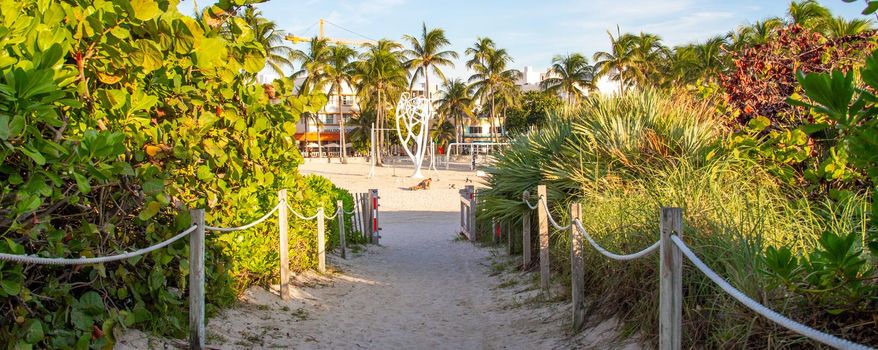 Miami, USA - September 09, 2019: Path to South Beach in Miami, Florida