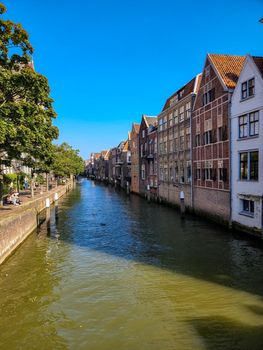 Dordrecht Netherlands September 2021, Canals of Dordrecht in the Netherlands during summer. High quality photo