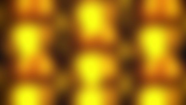 Computer generated a gold blur backdrop. 3D rendering of defocused wavy spots