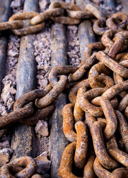 Rusty chain at construction site