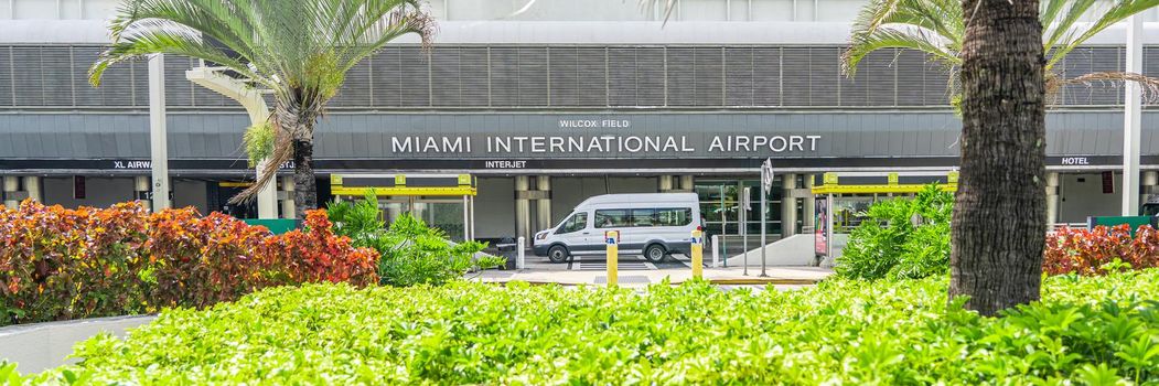Miami, USA - September 21, 2019 - Entrance to the Miami international airport
