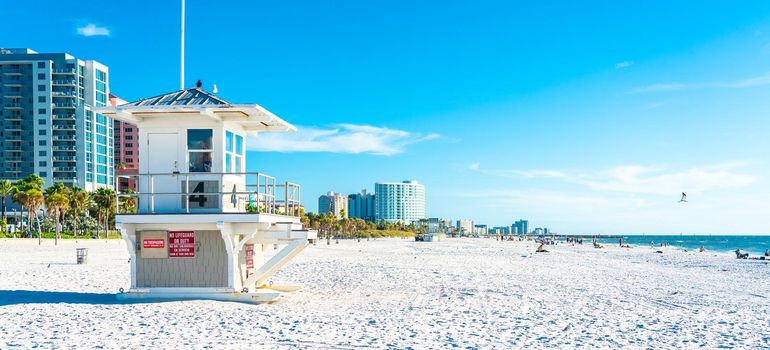 Clearwater beach with beautiful white sand in Florida