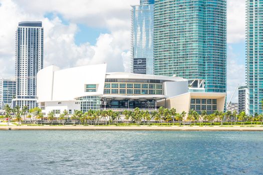 Miami, USA - September 11, 2019: American Airlines arena in downtown Miami, Florida USA