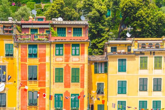 Exterior of colorful houses in Portofino, Italy