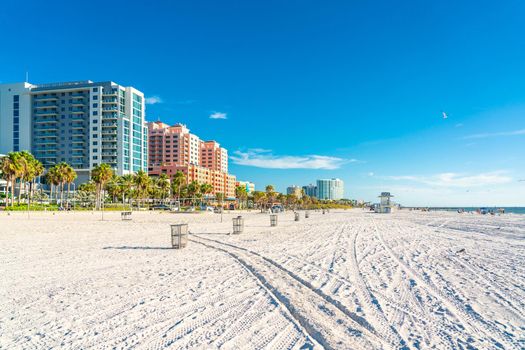 Clearwater beach with beautiful white sand in Florida