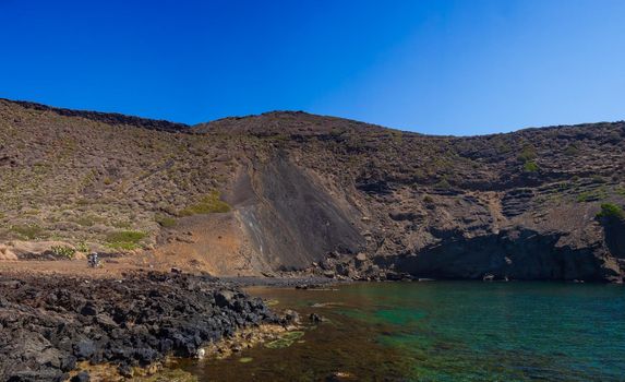 View of the Linosa beach called Pozzolana di Levante, Sicily