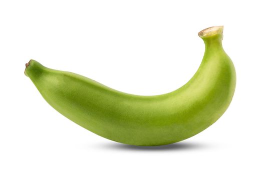 Green banana isolated on white background with clipping path.