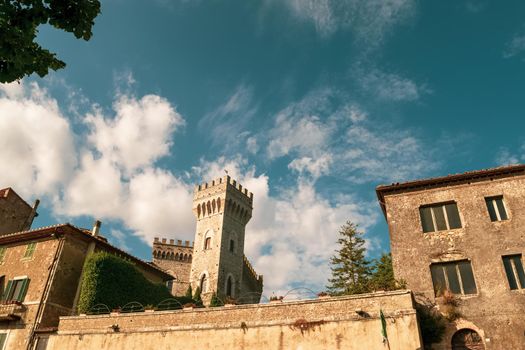 View of the famous Castle of San Casciano dei Bagni, Siena, Tuscany, Italy.