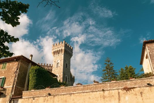 View of the famous Castle of San Casciano dei Bagni, Siena, Tuscany, Italy.