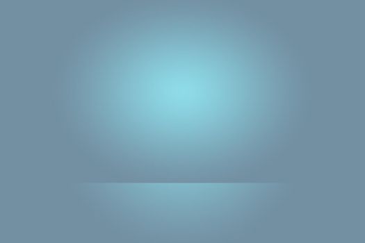 Abstract studio background texture of light blue and gray gradient wall, flat floor. for product