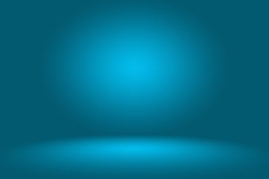 Gradient Blue abstract background. Smooth Dark blue with Black vignette Studio