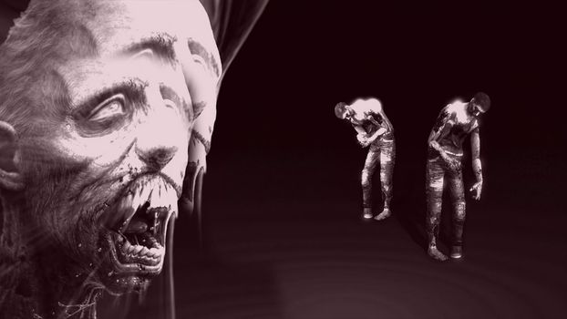 3d illustration - Horror Zombie With scary Effects