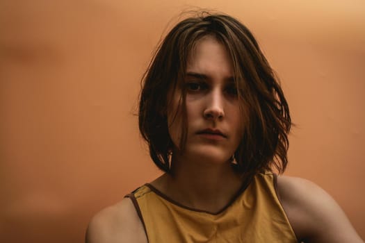 Dark portrait of a serious girl