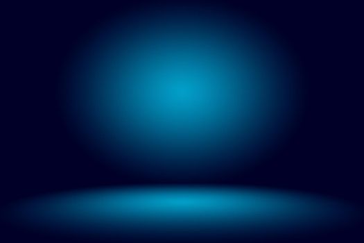 Gradient Blue abstract background. Smooth Dark blue with Black vignette Studio