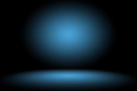 Gradient Blue abstract background. Smooth Dark blue with Black vignette Studio