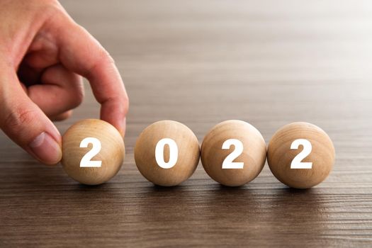 2022 number on wooden block  - 2022 new year concept