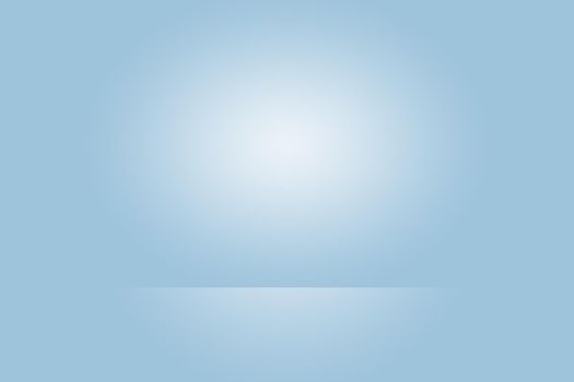 Abstract studio background texture of light blue and gray gradient wall, flat floor. for product