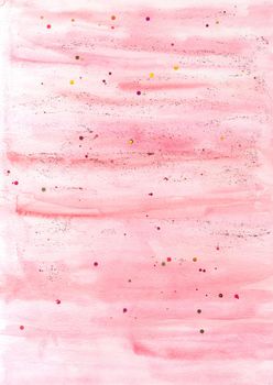 Colorful hand panted texture. Abstract creative watercolor background with glitter particles.