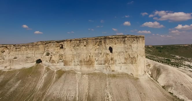 Aerial view of the mountain landscape in the Crimea. Rock AK-Kaya in Belogorsk.