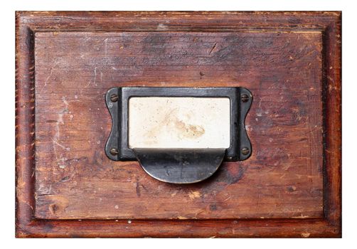 Old, used and damaged wooden drawer isolated on background