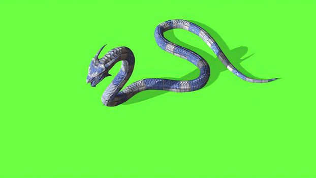 3d illustration - Snake on a Green Screen - background