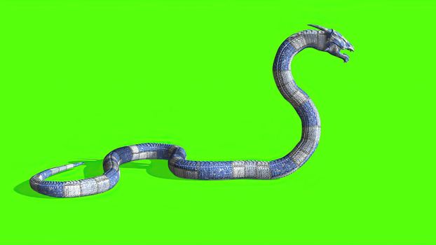 3d illustration - Snake on a Green Screen - background