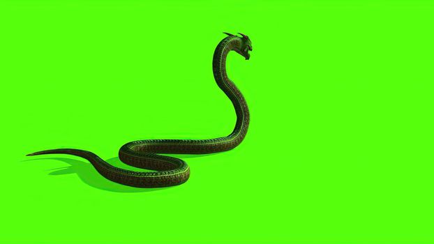 3d illustration - Snake on a Green Screen - background