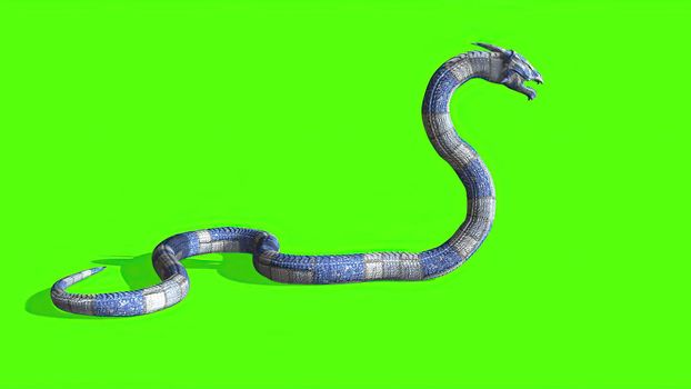 3d illustration - Snake on a Green Screen - background