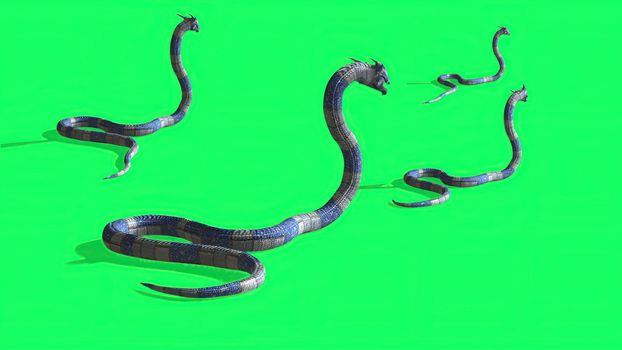 3d illustration - Snake on a Green Screen - background