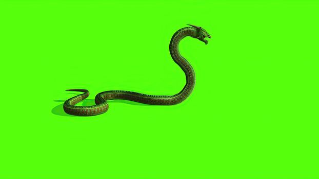 3d illustration - Snake on a Green Screen - background