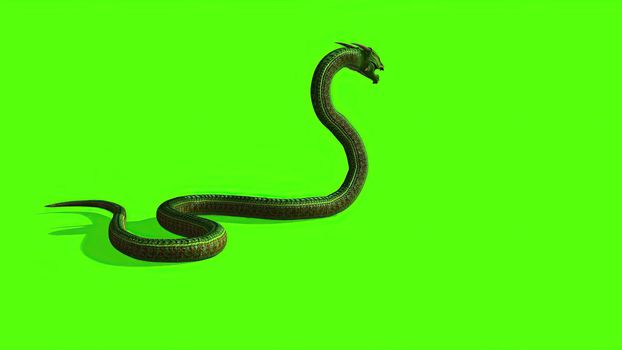 3d illustration - Snake on a Green Screen - background