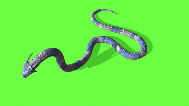 3d illustration - Snake on a Green Screen - background