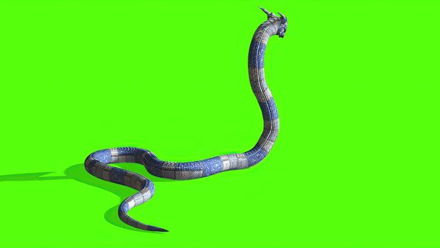 3d illustration - Snake on a Green Screen - background