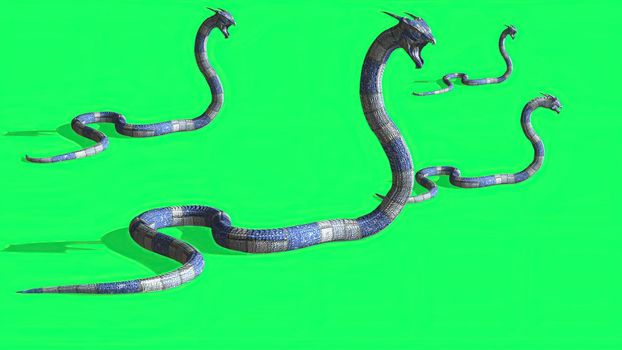 3d illustration - Snake on a Green Screen - background