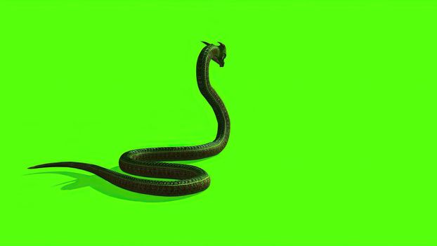 3d illustration - Snake on a Green Screen - background