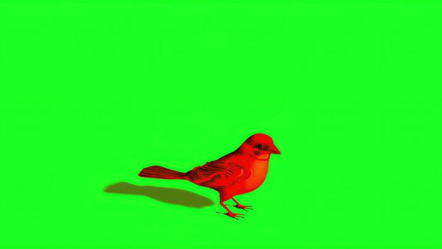 3d illustration - Silhouette of red Sparrow - Green Screen