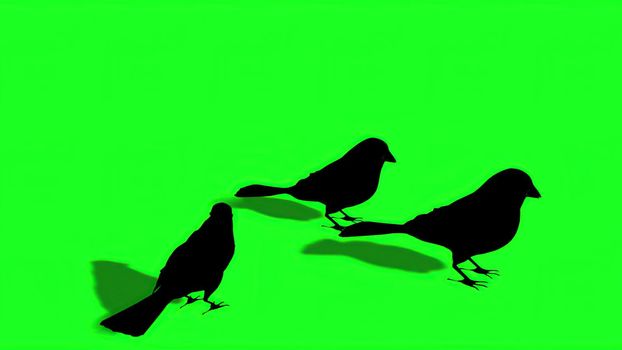 3d illustration - Silhouette of Sparrow - Green Screen