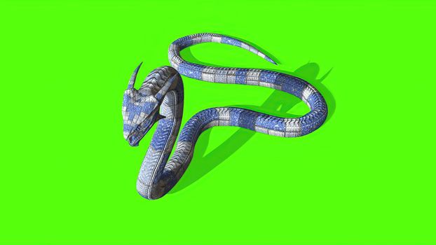 3d illustration - Snake on a Green Screen - background