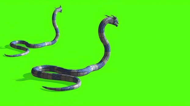 3d illustration - Snake on a Green Screen - background