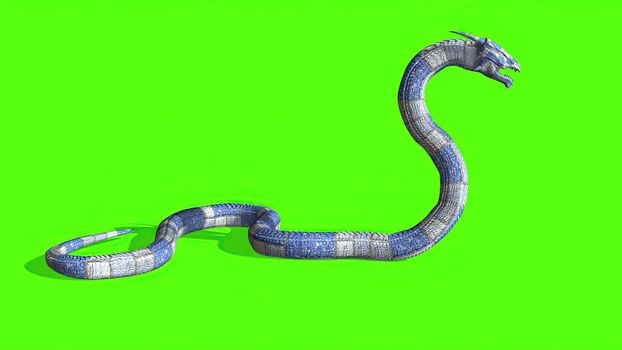 3d illustration - Snake on a Green Screen - background