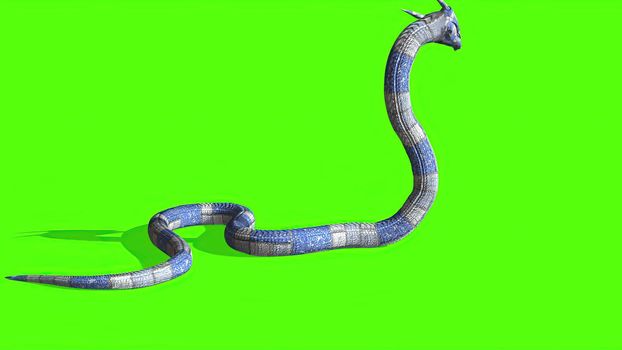 3d illustration - Snake on a Green Screen - background