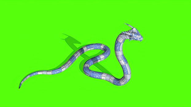 3d illustration - Snake on a Green Screen - background