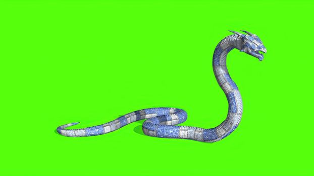 3d illustration - Snake on a Green Screen - background