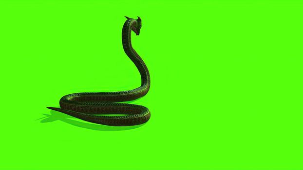 3d illustration - Snake on a Green Screen - background