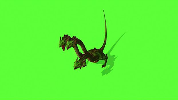 3d illustration - Hydra Mystical Water Snake  On Green Screen Background